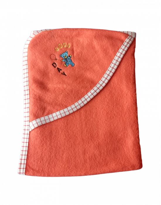 Baby woollen blanket For Infants with hood orange